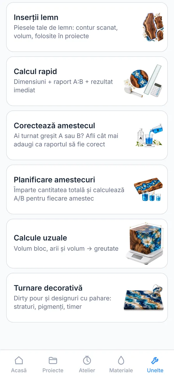 ResinPilot: Unelte, cu Turnare decorativă